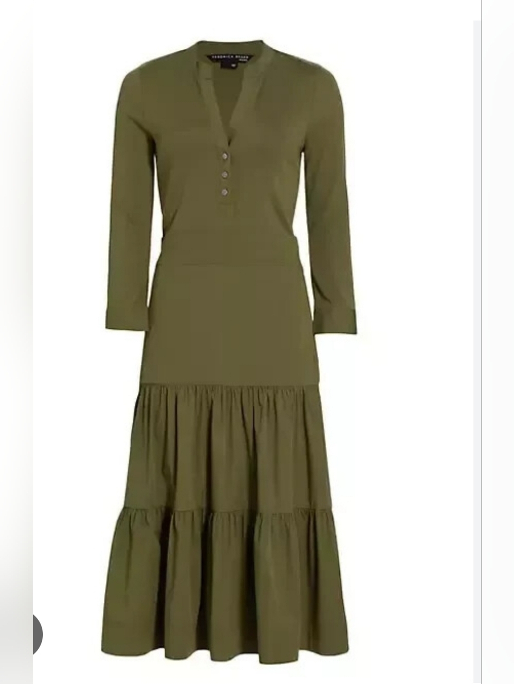 Veronica Beard Peralta Maxi Dress Womens Large Grern Long Sleeve V-Neck Tiered - Picture 2 of 9